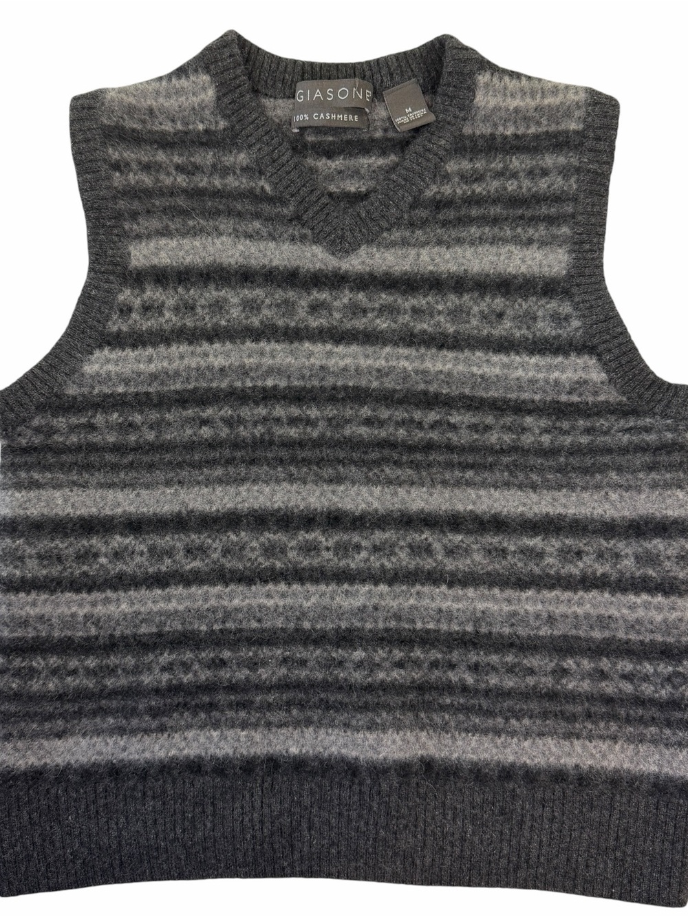 Giasone Women's Gray Striped Cashmere Vest